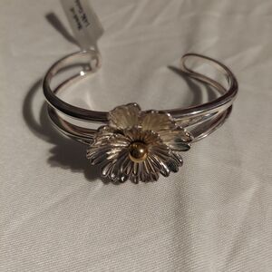 Cuff Bracelet Flower .925 14k Gold Bead Espo Sig